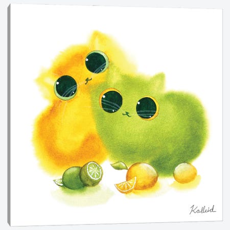 Lemon Lime Kitties Canvas Print #KHK66} by Kalleidoscape Design Canvas Print