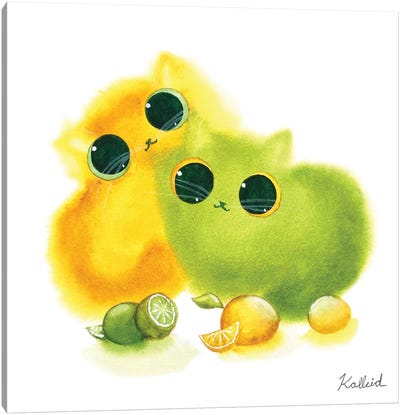 Lemon Lime Kitties Canvas Art Print - Kalleidoscape Design