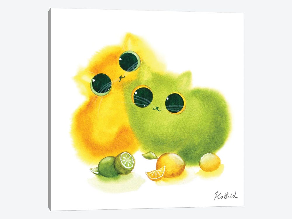 Lemon Lime Kitties by Kalleidoscape Design 1-piece Canvas Artwork