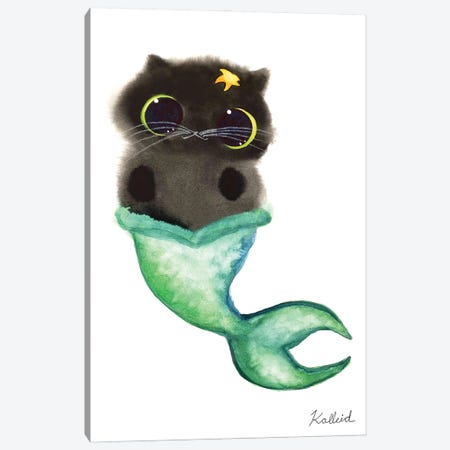 Mermaid Cat Canvas Print #KHK69} by Kalleidoscape Design Canvas Art