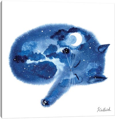 Moonrise Cat Canvas Art Print - Kalleidoscape Design