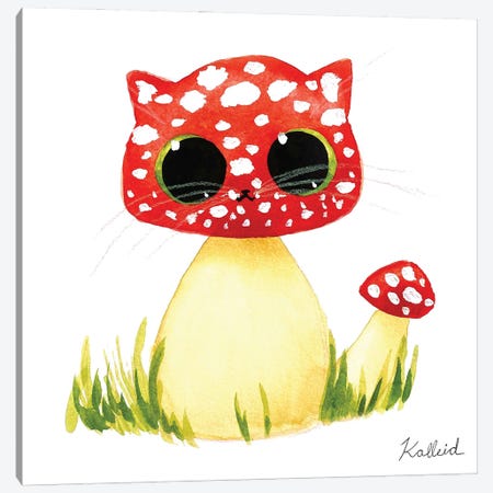 Mushroom Cat Canvas Print #KHK73} by Kalleidoscape Design Canvas Art Print