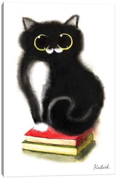 Mustache Cat Canvas Art Print - Tuxedo Cat Art