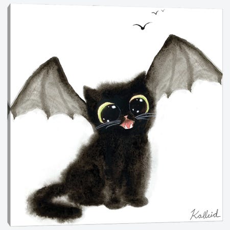 Bat Cat Canvas Print #KHK7} by Kalleidoscape Design Canvas Artwork