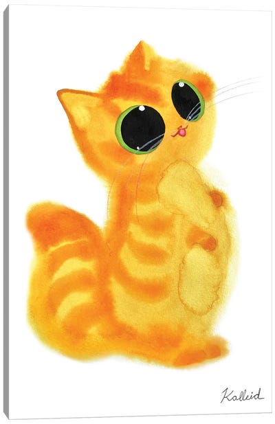 Orange Upright Cat Canvas Art Print - Orange Cat Art