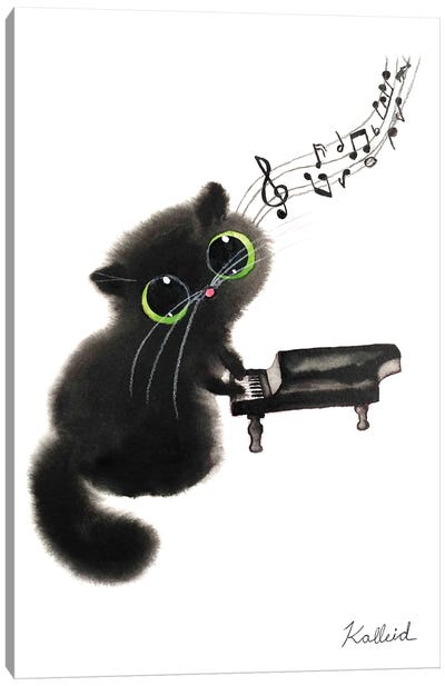 Piano Cat Canvas Art Print - Kalleidoscape Design