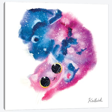 Pink Galaxy Cat Canvas Print #KHK84} by Kalleidoscape Design Art Print
