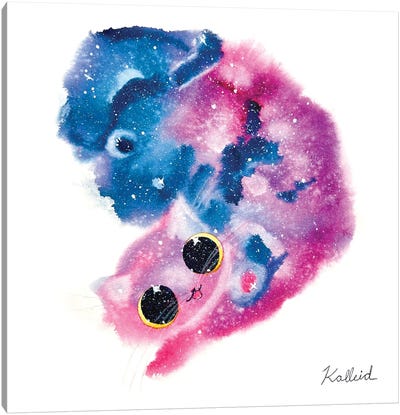 Pink Galaxy Cat Canvas Art Print - Kalleidoscape Design