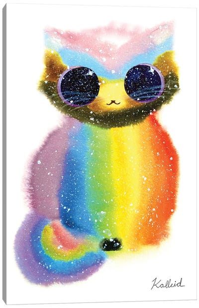Pride Flag Cat Canvas Art Print - Friendly Mythical Creatures