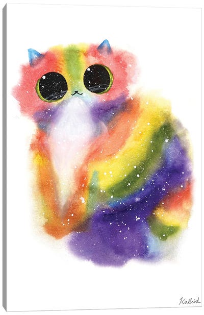 Rainbow Kitty Canvas Art Print - Friendly Mythical Creatures