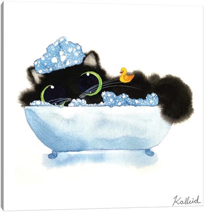 Bathtub Cat Canvas Art Print - Bathroom Break