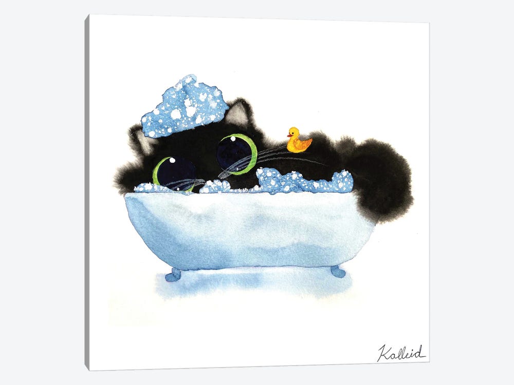 Bathtub Cat by Kalleidoscape Design 1-piece Canvas Artwork