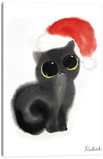 Santa Cat Canvas Art Print - Santa Claus Art