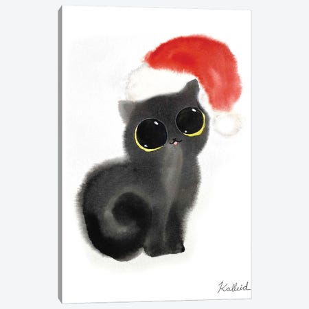 Santa Cat Canvas Print #KHK91} by Kalleidoscape Design Canvas Print