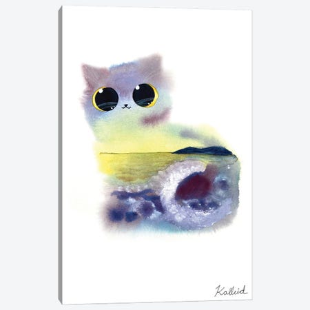 Seascape Cat Canvas Print #KHK93} by Kalleidoscape Design Canvas Art Print