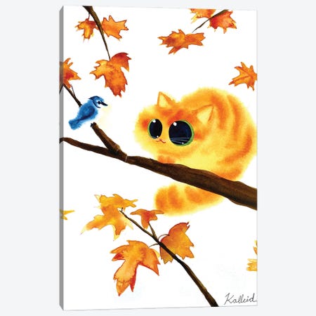 Seasons Autumn Cat Canvas Print #KHK94} by Kalleidoscape Design Canvas Art
