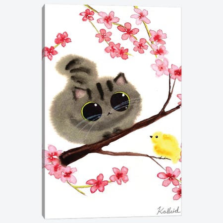 Seasons Spring Cat Canvas Print #KHK95} by Kalleidoscape Design Canvas Wall Art