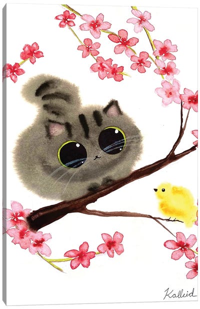 Seasons Spring Cat Canvas Art Print - Kalleidoscape Design