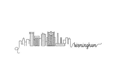 Birmingham Skyline by Kharin Hanes framed wall art