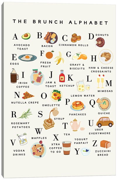 The Brunch Alphabet Canvas Art Print - American Cuisine Art