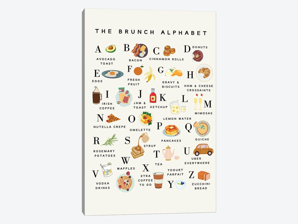 The Brunch Alphabet by Kharin Hanes 1-piece Canvas Art Print