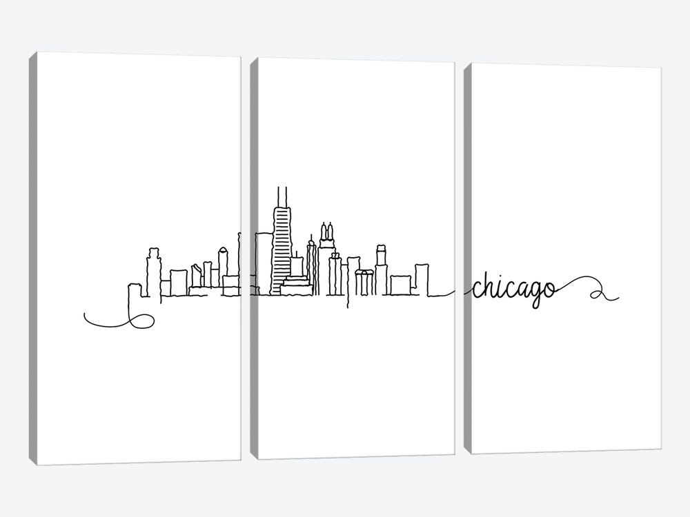 Chicago Skyline by Kharin Hanes 3-piece Canvas Wall Art