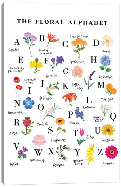 The Floral Alphabet Canvas Art Print - Full Alphabet Art