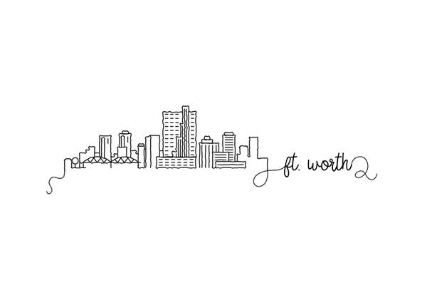 Black & White Scenic Art: Fort Worth Skyline by Kharin Hanes
