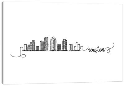 Houston Skyline Canvas Art Print - Black & White Scenic
