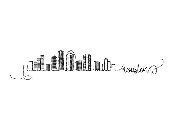 Black & White Digital Art: Houston Skyline by Kharin Hanes
