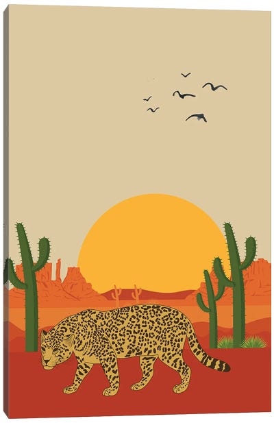 Cheetah In The Sahara Desert Canvas Art Print - Cheetah Art
