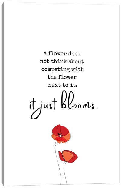 Poppy Flower Inspirational Quote Canvas Art Print - Determination Art