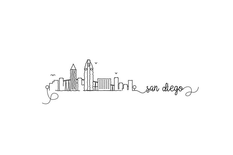 San Diego Skyline by Kharin Hanes wall art