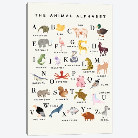 The Animal Alphabet Canvas Print #KHN8} by Kharin Hanes Canvas Art