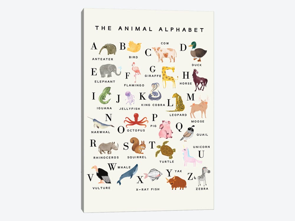 The Animal Alphabet by Kharin Hanes 1-piece Canvas Print