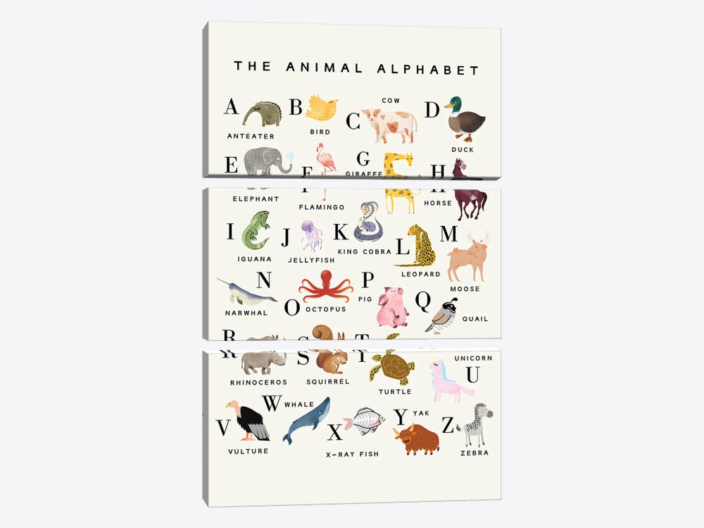 The Animal Alphabet by Kharin Hanes 3-piece Art Print