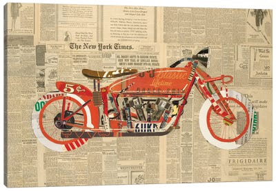 Vintage Red Canvas Art Print - Motorcycles