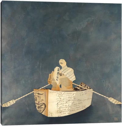 Into The Blue Canvas Art Print - Rowboat Art