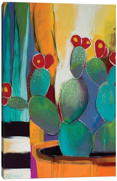 In The Courtyard Canvas Art Print - Cactus Art