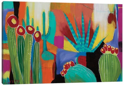 In The Desert Canvas Art Print - Cactus Art