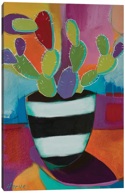 Prickly Pot Canvas Art Print - Cactus Art