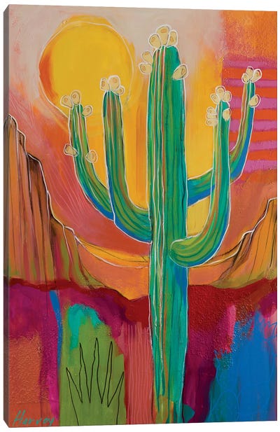 Saguaro Buds Canvas Art Print - Sunrise & Sunset Art