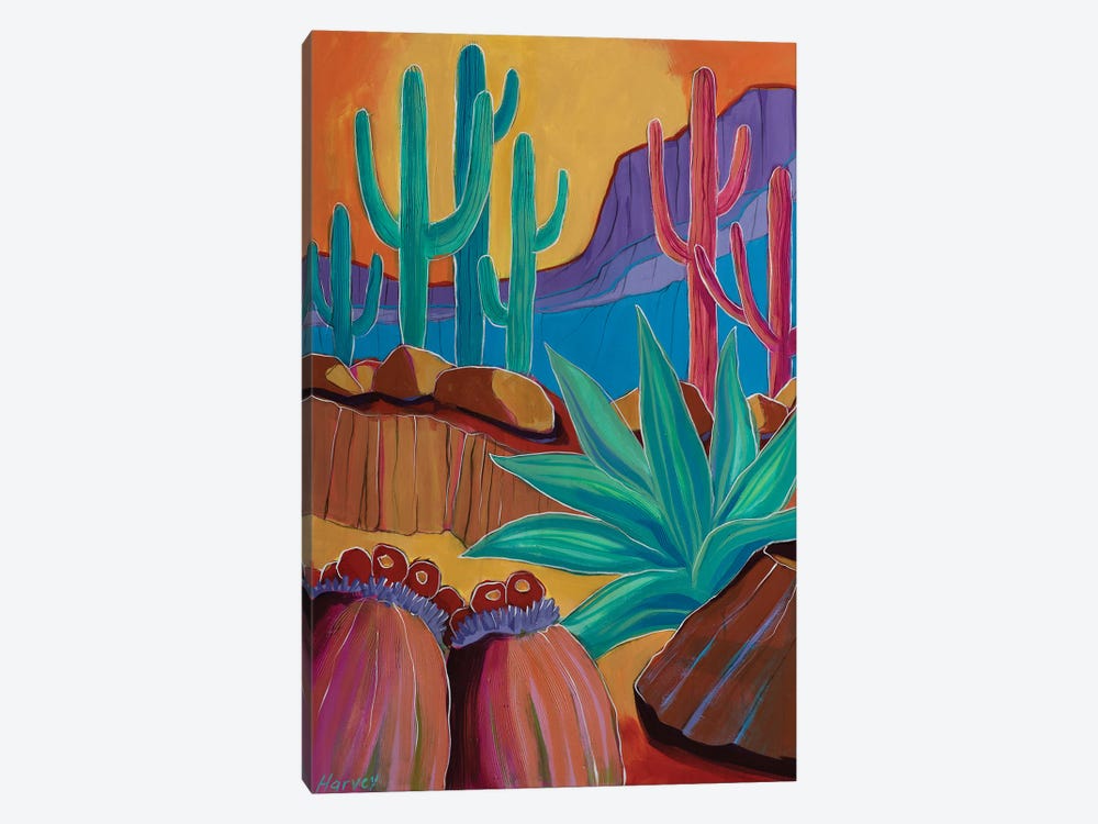 Saguaros In The Valley by Kristin Harvey 1-piece Canvas Artwork