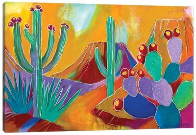 Southwest Sunrise Canvas Art Print - Succulent Art