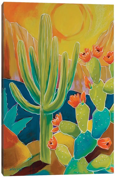 Prickly Blooms Canvas Art Print - Cactus Art
