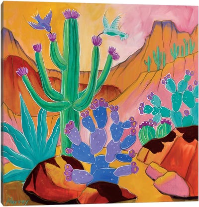 Desert Joy Canvas Art Print - Cactus Art