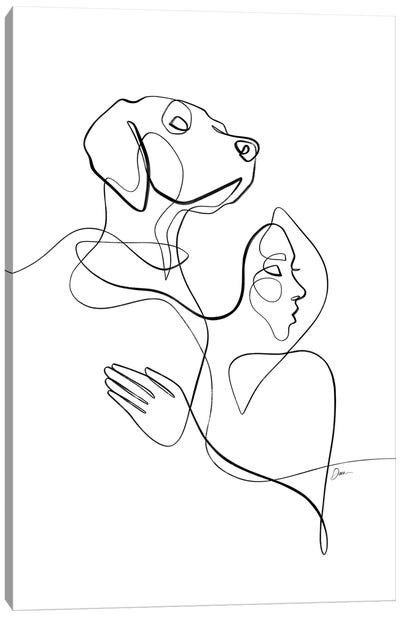 Honor The Bond No. 5 / Dog & Woman Canvas Art Print - Dane Khy