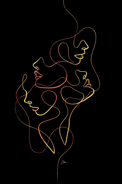 Femme Faces With One Line