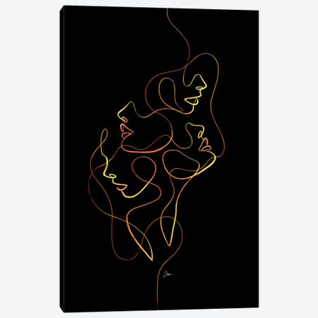Femme Faces With One Line Canvas Print #KHY106} by Dane Khy Canvas Art