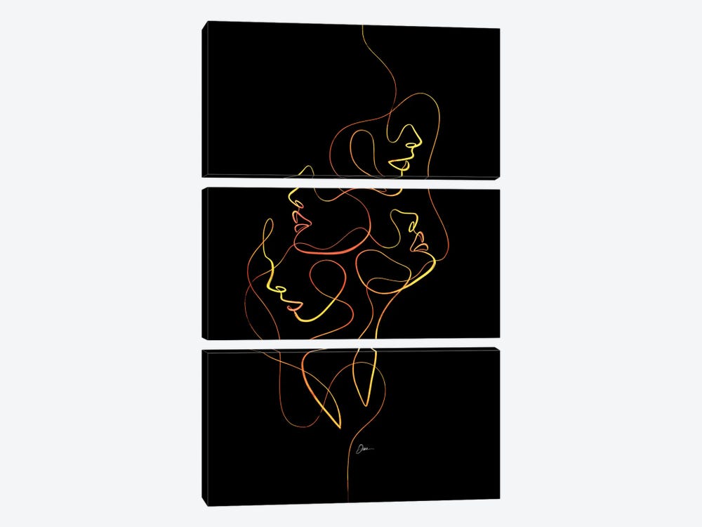 Femme Faces With One Line by Dane Khy 3-piece Canvas Wall Art